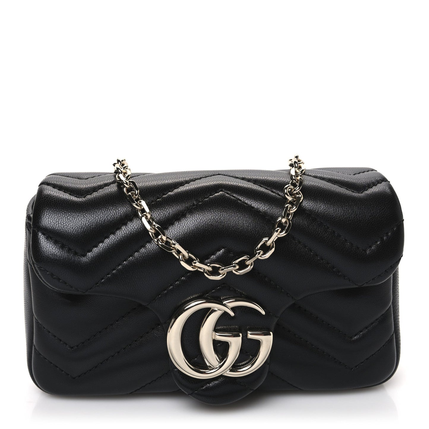 Lambskin Matelasse Mini GG Marmont Shoulder Bag Black