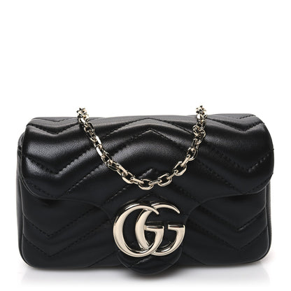 Lambskin Matelasse Mini GG Marmont Shoulder Bag Black