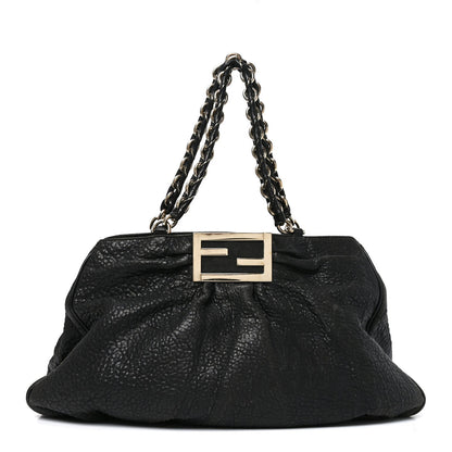 Crinkled Lambskin Mia Tote Black