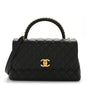 Caviar Quilted Small Coco Chain Handle Flap Black