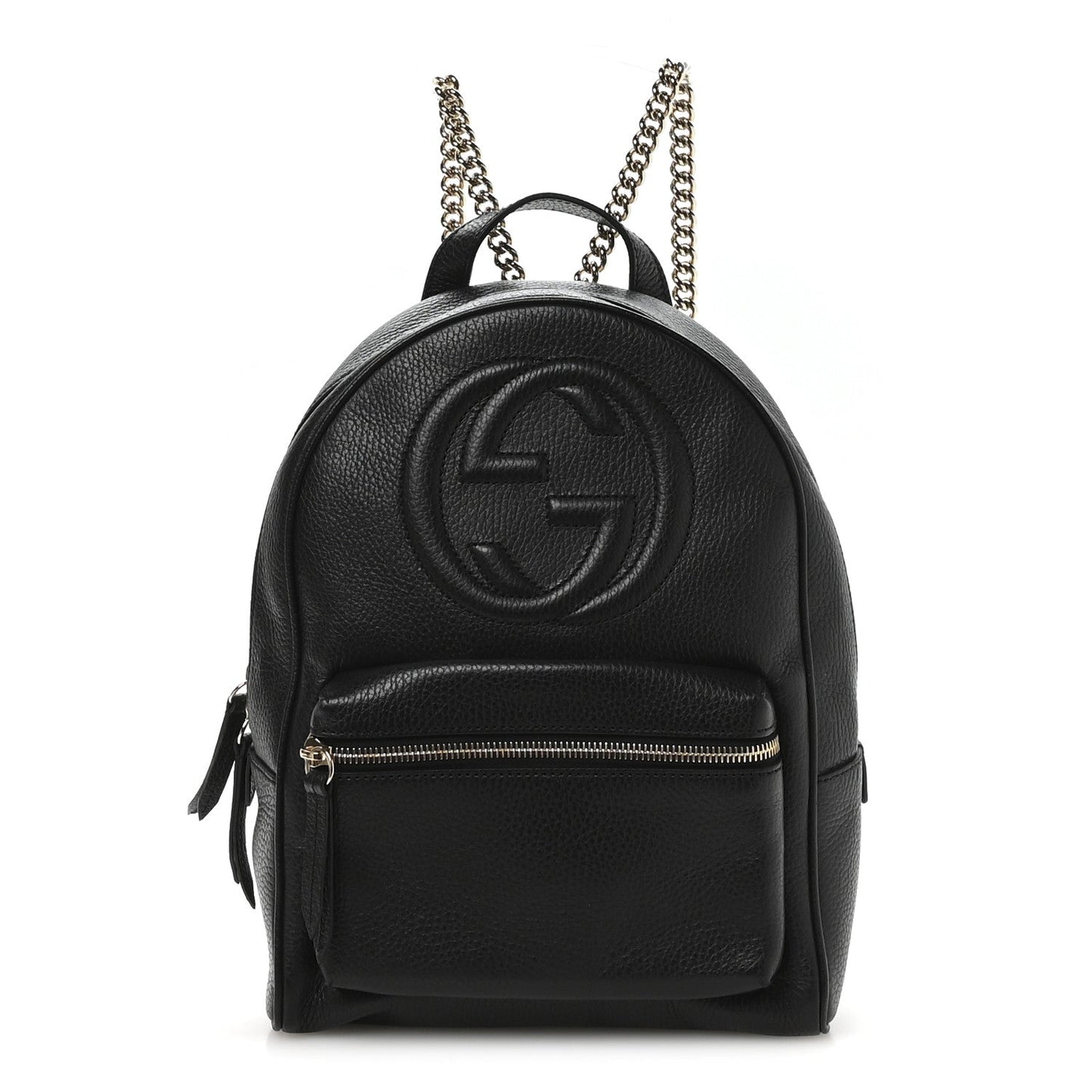 Pebbled Calfskin Soho Chain Backpack Black
