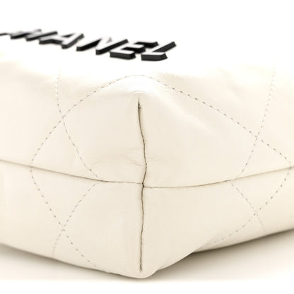 Shiny Calfskin Quilted Mini Chanel 22 White Black