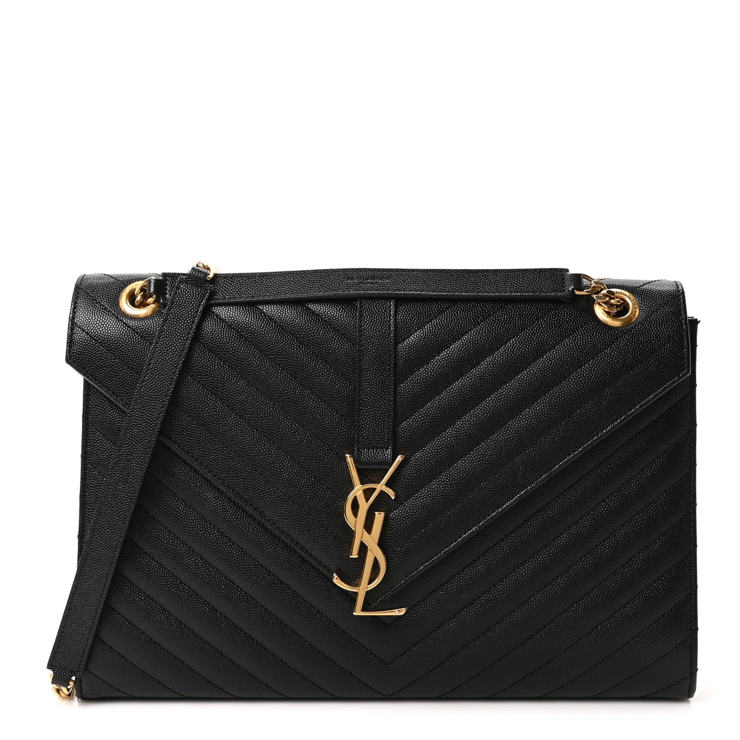 Grain De Poudre Matelasse Chevron Large Monogram Satchel Black