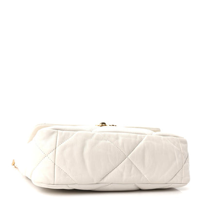 Goatskin Quilted Medium Chanel 19 Flap White