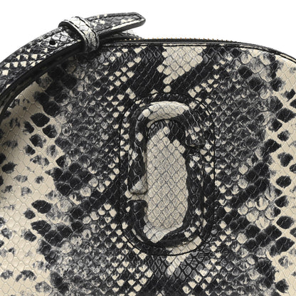 Calfskin Snakeskin Embossed Shutter Camera Crossbody Bag Black White