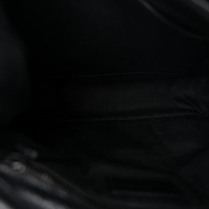 Crinkled Calfskin Matelasse Monogram Medium Niki Chain Satchel Black