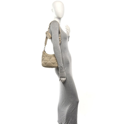 Re-Nylon Triangle Quilted Padded Patchwork System Shoulder Bag Deserto