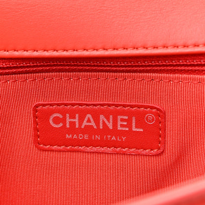 Calfskin Stitched Small Ring My Bag Flap Crossbody Red