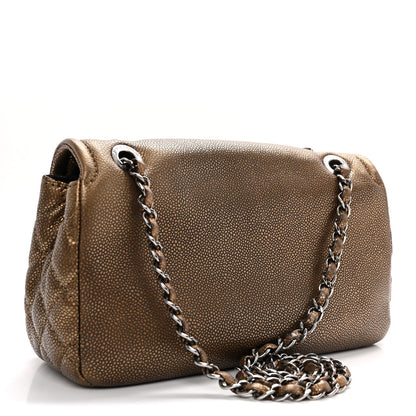 Metallic Caviar Medium Timeless CC Flap Bronze