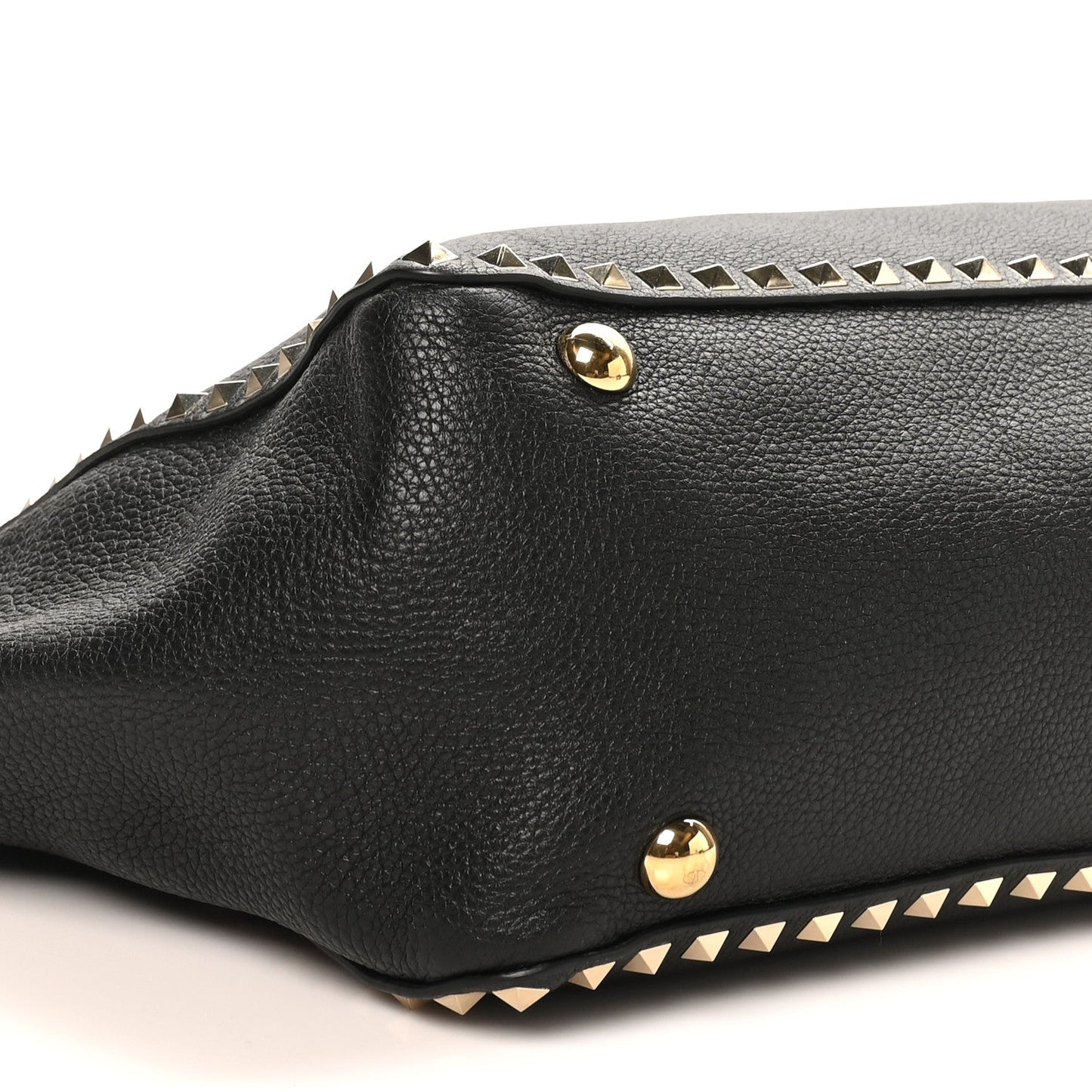 Pebbled Calfskin Medium Rockstud Tote Black