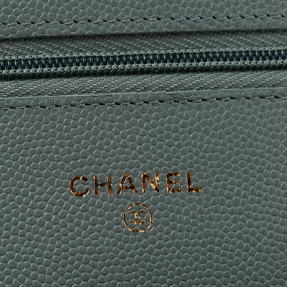 Caviar Quilted Wallet on Chain WOC Light Blue