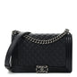 Goatskin Quilted Patent New Medium Duo Boy Flap Black
