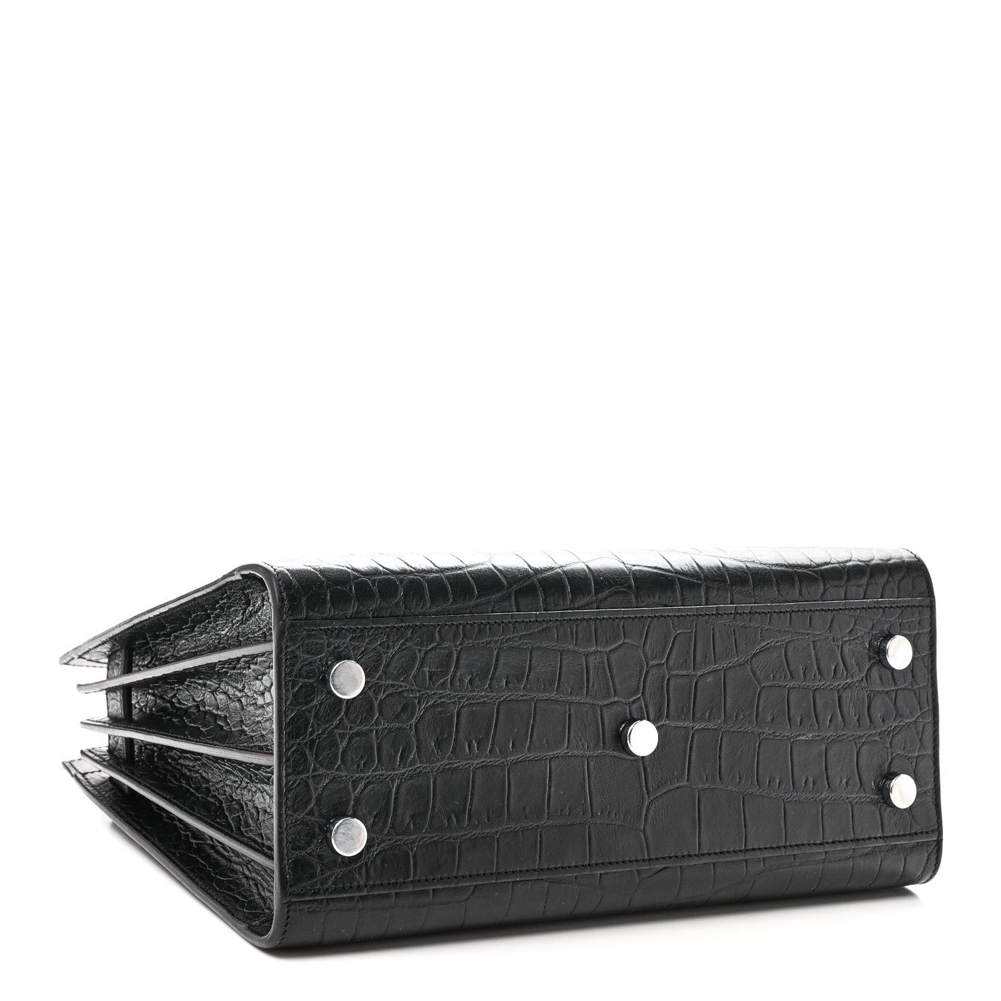 Calfskin Crocodile Embossed Baby Sac De Jour Black