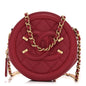 Caviar Quilted Round Filigree Crossbody Red