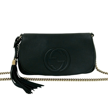 Gucci Soho GG Logo Embossed Leather Shoulder Bag