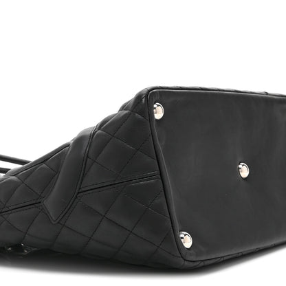 Calfskin Quilted Large Cambon Tote Black