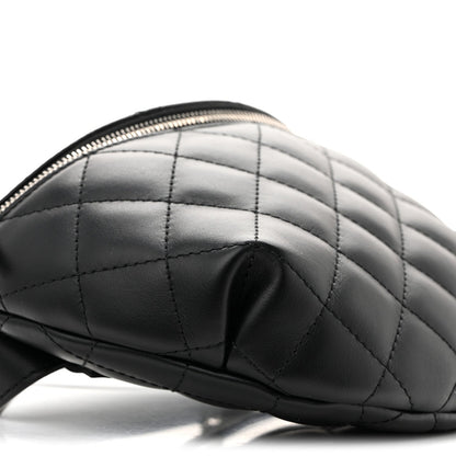 Calfskin Quilted Waist Belt Bag Black