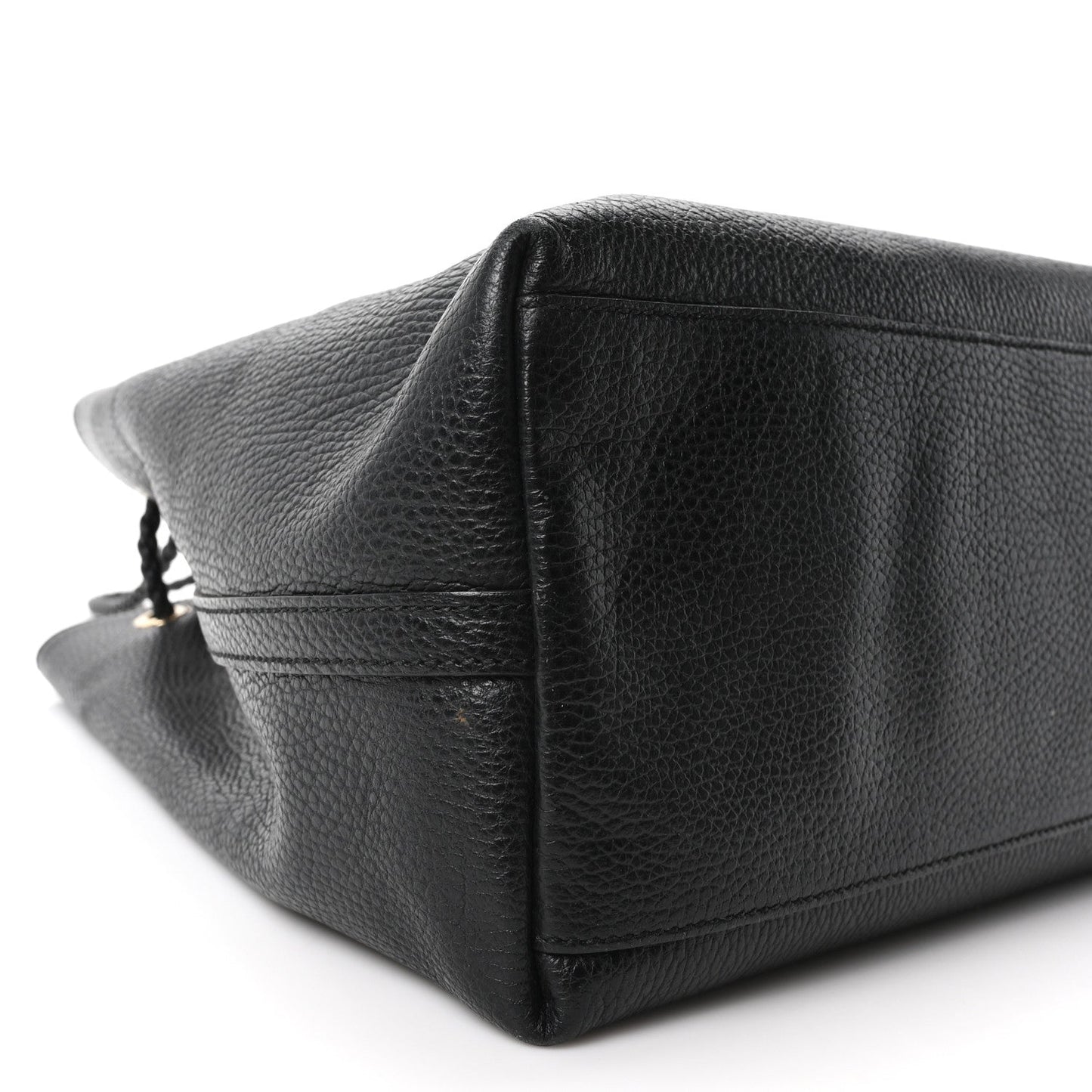 Calfskin Large Gifford Braided Handle Tote Black