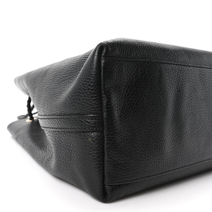 Calfskin Large Gifford Braided Handle Tote Black