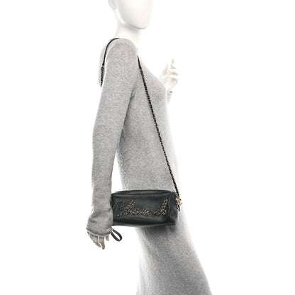 Metallic Lambskin Signe Bowling Bag Black