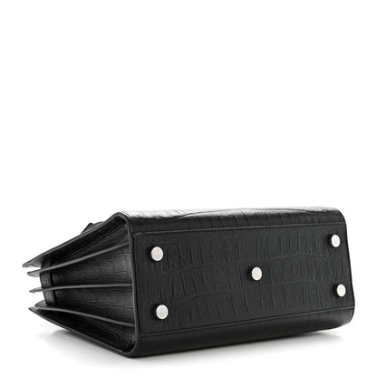 Calfskin Crocodile Embossed Baby Sac De Jour Black