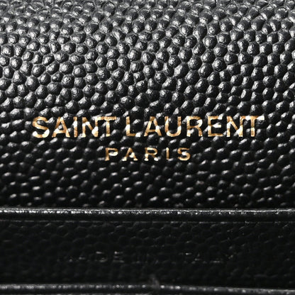 Grain De Poudre Matelasse Chevron Monogram Envelope Chain Wallet Black