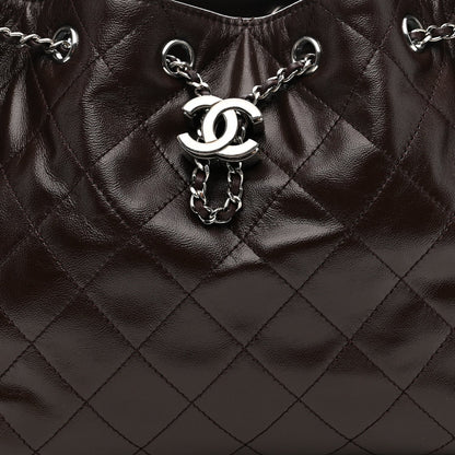 Caviar Quilted Small Chanel 25 Handbag Dark Brown