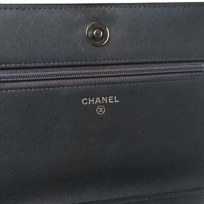 Lambskin Camellia Studded Wallet on Chain WOC Grey