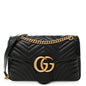 Calfskin Matelasse Medium GG Marmont Shoulder Bag Black