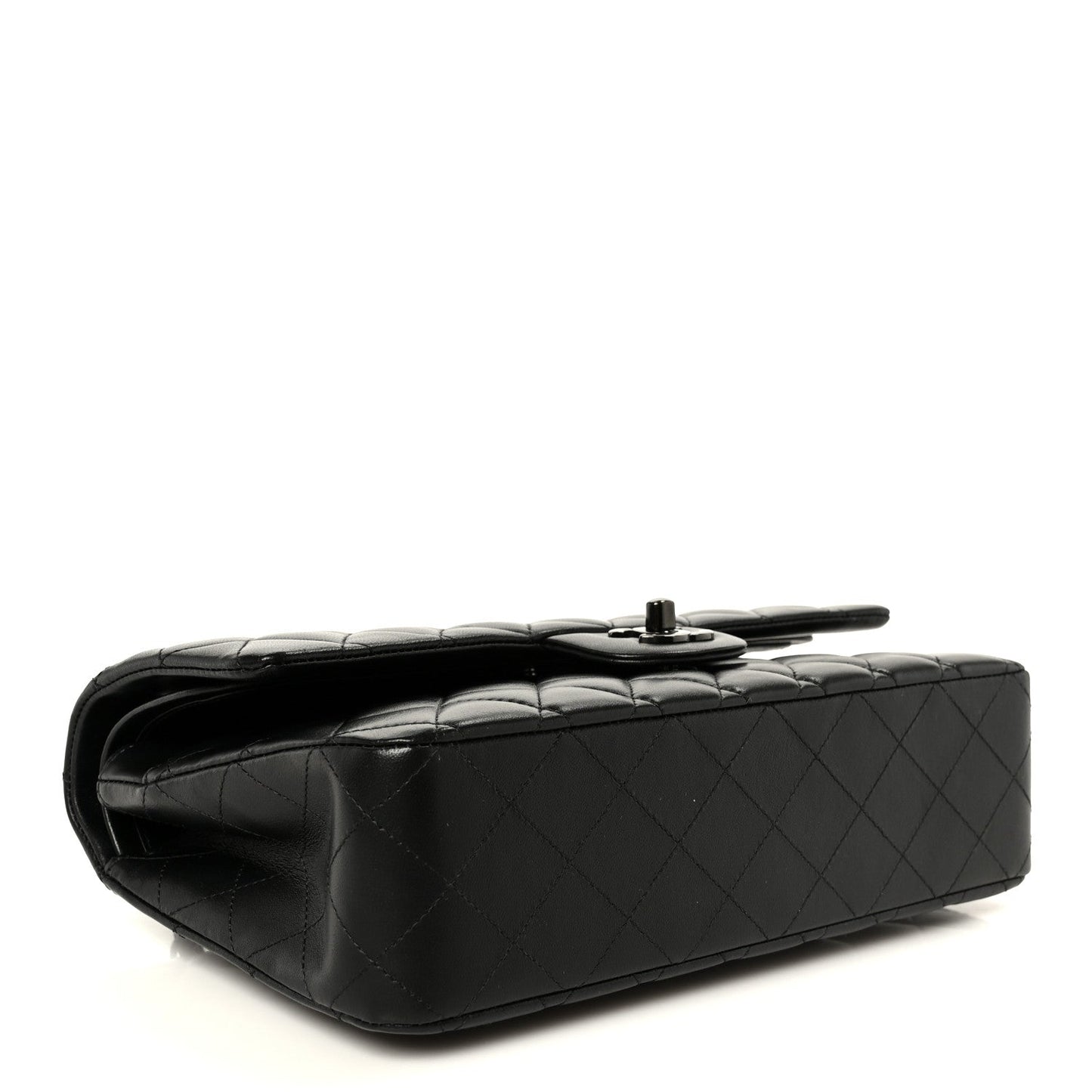 Lambskin Quilted Medium Double Flap So Black