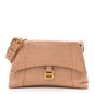 Extra Supple Calfskin Crocodile Embossed Small Downtown Shoulder Bag Nude Beige