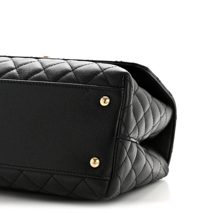 Caviar Quilted Small Coco Handle Flap Black