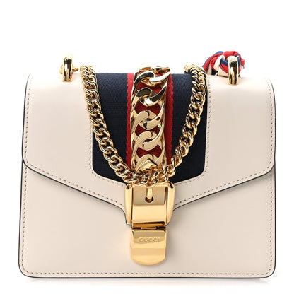 Calfskin Mini Sylvie Chain Shoulder Bag White