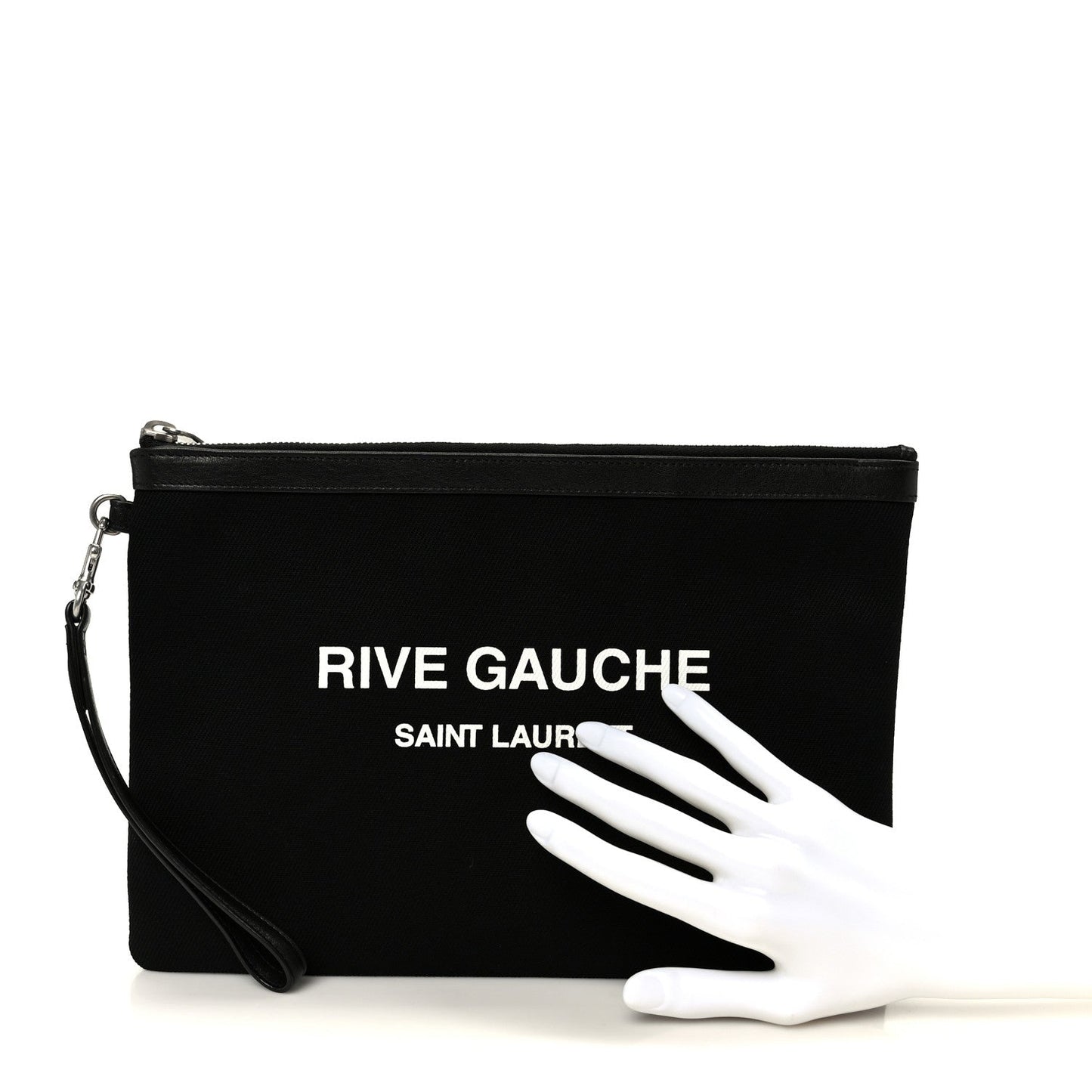 Linen Canvas Rive Gauche Zipped Pouch Black