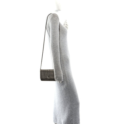 Snakeskin Wallet On Chain WOC Brown Silver