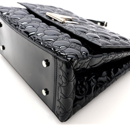 Vernis Flower Quilted Twist Shoulder Bag GM Black
