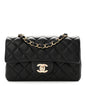 Lambskin Quilted Mini Rectangular Flap Black