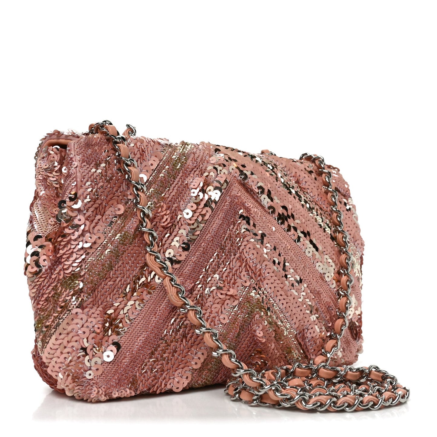 Sequins Chevron Mini Rectangular Flap Pink