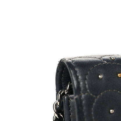 Lambskin Camellia Studded Wallet on Chain WOC Grey