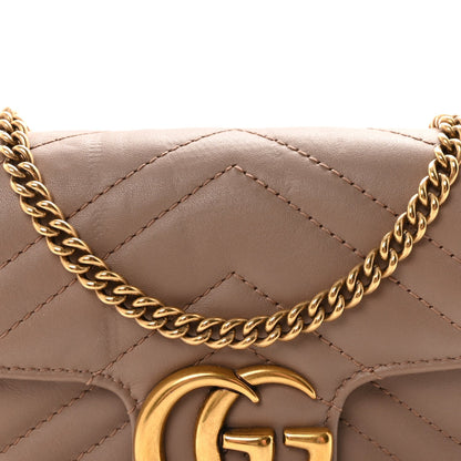 Calfskin Matelasse Super Mini GG Marmont Shoulder Bag Porcelain Rose