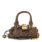 Snakeskin Grained Calfskin Chevron Paddington Brown