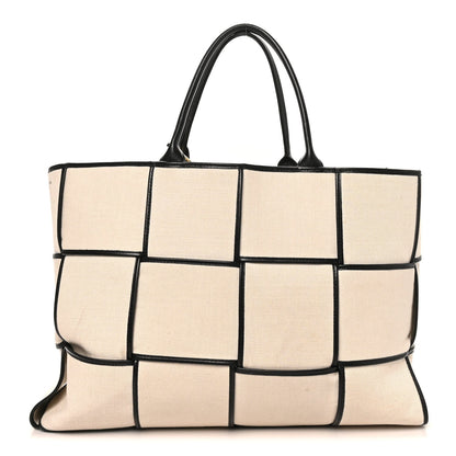 Canvas Maxi Intrecciato Large Arco Tote Beige Black