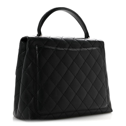 Caviar Quilted Jumbo Kelly Flap Black