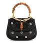 Sequin Lizard Embossed GG Mini Bamboo 1947 Top Handle Chain Bag Black White