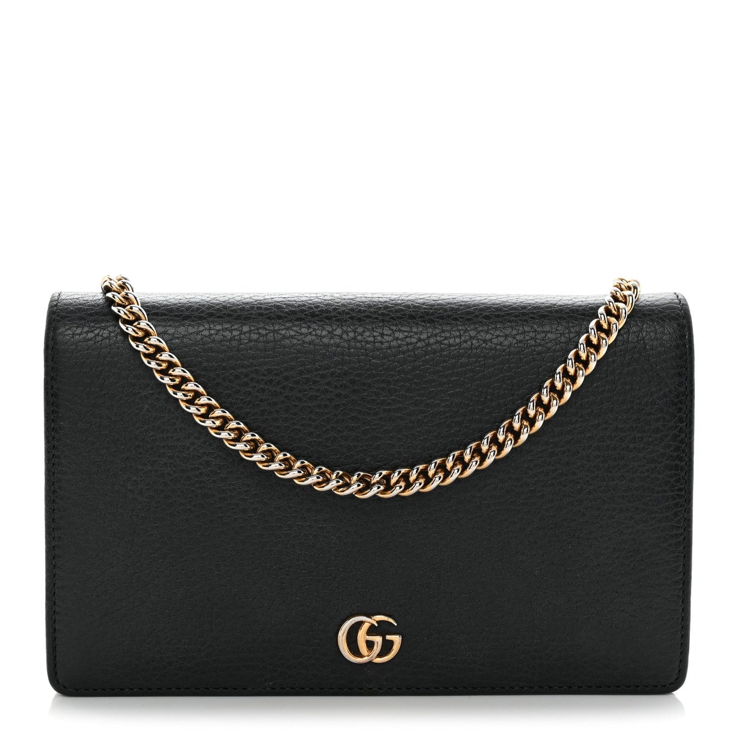 Calfskin Mini GG Marmont Chain Wallet Black