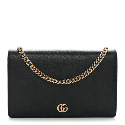 Calfskin Mini GG Marmont Chain Wallet Black