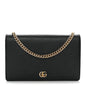 Calfskin Mini GG Marmont Chain Wallet Black