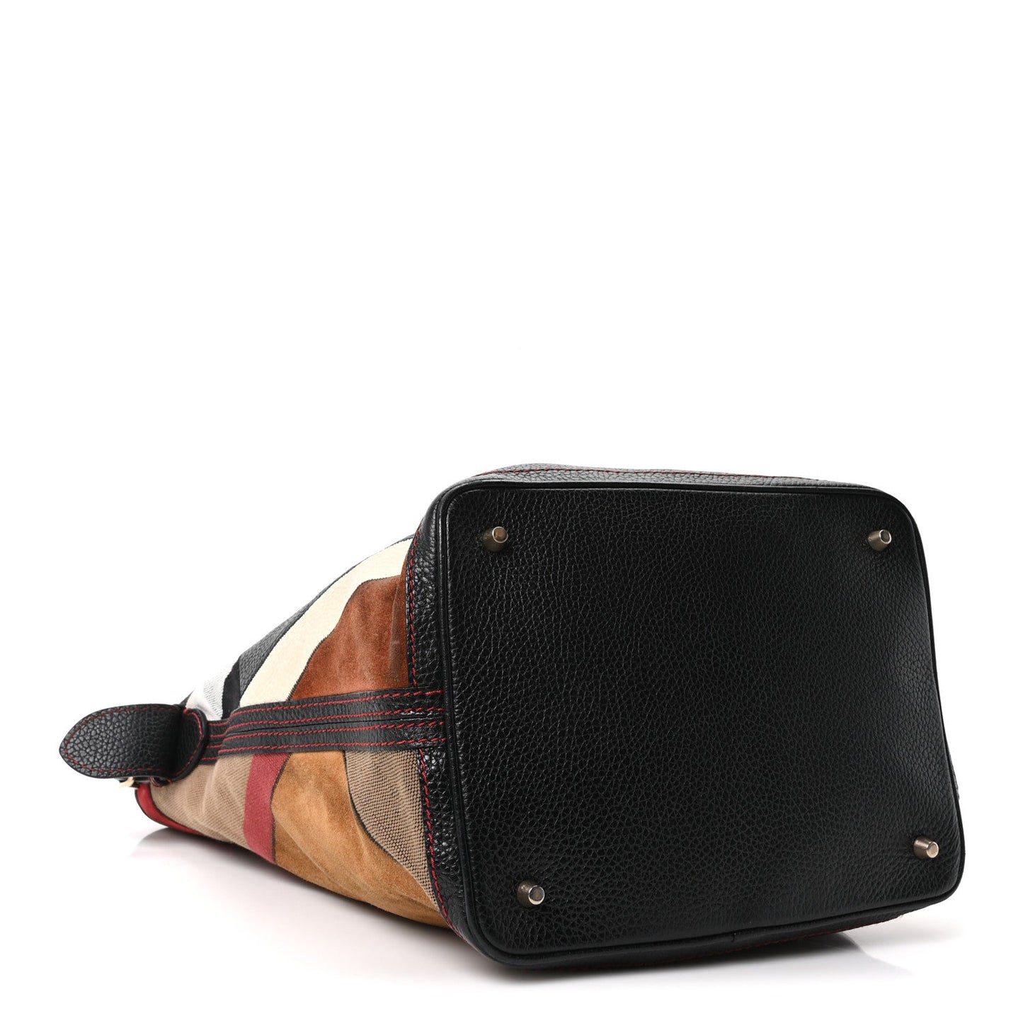 Grainy Calfskin Suede Canvas Mega Check Patchwork Medium Ashby Hobo Multicolor