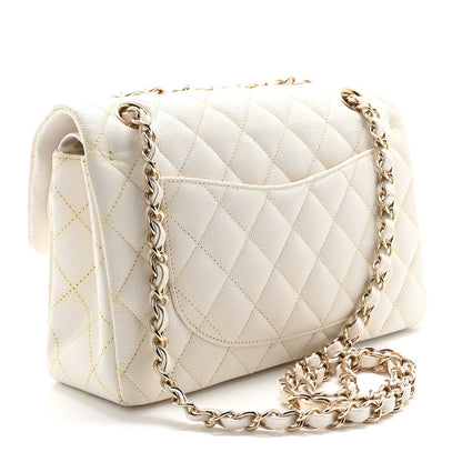 Caviar Quilted Small Double Flap White