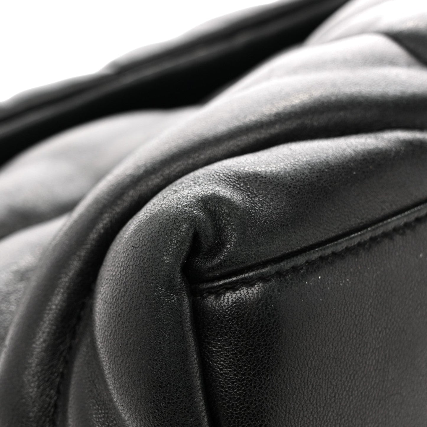 Lambskin Quilted Medium Loulou Puffer Monogram Chain Satchel Black
